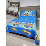 Colcha Infantil Sonic Doble Faz Cama Sencilla