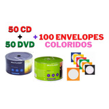  50 Midia Dvd Multilaser + 50 Cd  Multilaser + 100 Envelopes