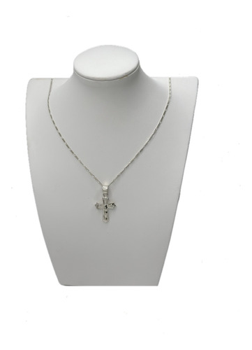 Collar Cruz Jesus Crucifijo Plata Ley 925 60 Cm Mas Caja