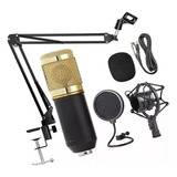 Kit Microfone Profissional Podcast Condensador Estúdio