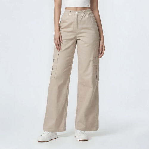 Jogger Cargo Mujer Holgado Gabardina Pierna Ancha
