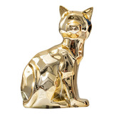 Estátua De Gato Estatueta Decorativa Cerâmica Mesa