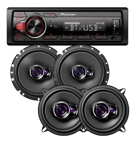 Pioneer Radio Bluetooth 218bt + 2 Falante 5 + 2 Falante 6