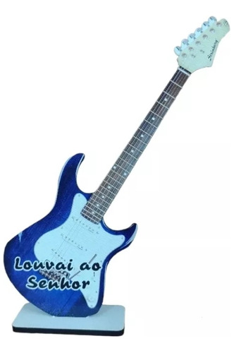 Miniatura Guitarra Decoração Presente Azul 13cm Enfeite 
