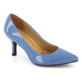 Zapatilla Andrea Efecto Charol Para Mujer Color Azul