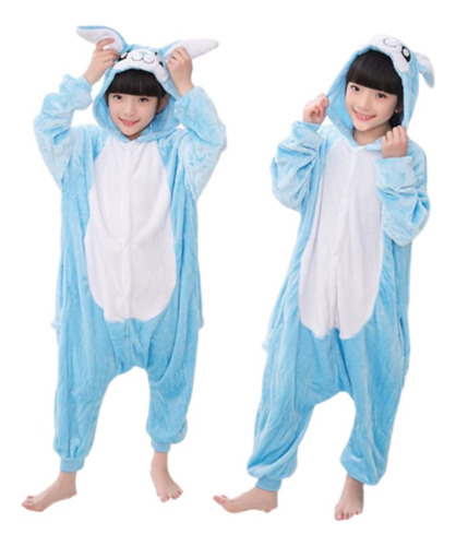 Pijama Animales Enterito Kigurumi Conejo Azul Para Niños P6