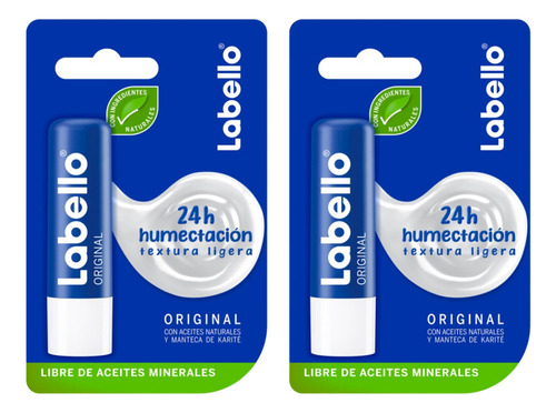 2 Pack Labello Bálsamo Labial Hidratante Azul Original