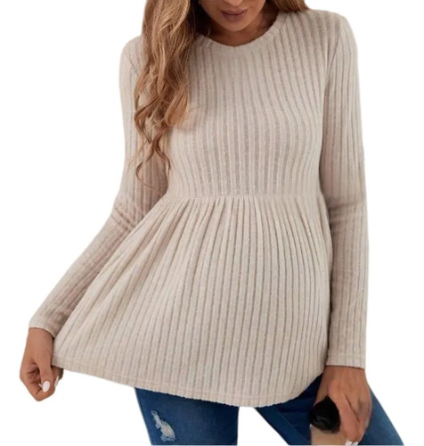 Blusa Casual De Manga Larga Para Mujer Embarazada