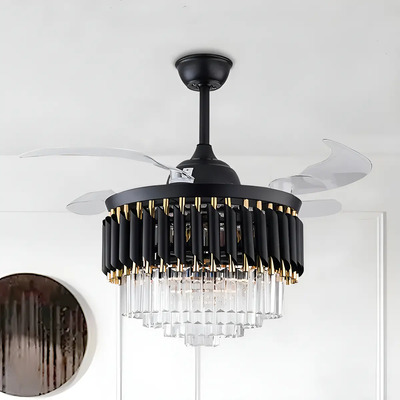 Lámpara Decorativa Candil Ventilador Black Edition Cristal A Estructura Negro | Meses sin interés