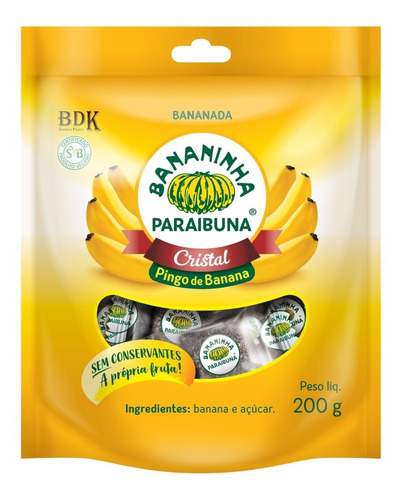 Bananinha Paraibuna Pingo Balinha Banana Natural 200g Vegano