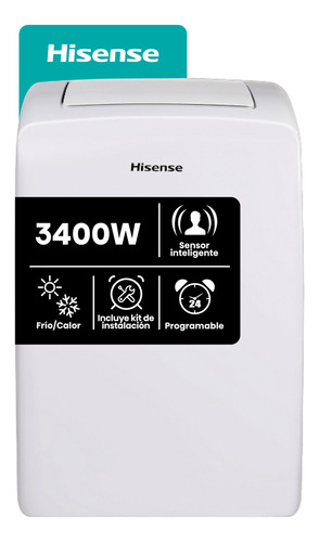 Aire Acondicionado Portatil Hisense Frío/calor 3400w Ap12hr4 Color Blanco