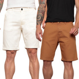 Kit 2 Bermudas Sarja Masculina Slim Bolso Social Andrew