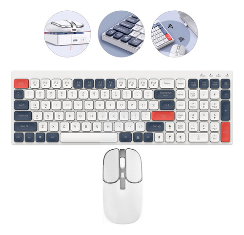 Conjunto Teclado+mouse Sem Fio Bluetooth+usb De Modo Duplo