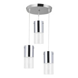 Luminária Lustre Pendente Moderno First Cromado 3 Luzes Llum Cor Prateado 110v/220v