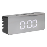 Reloj Despertador Con Espejo Led, Rectangular, Digital, Temp