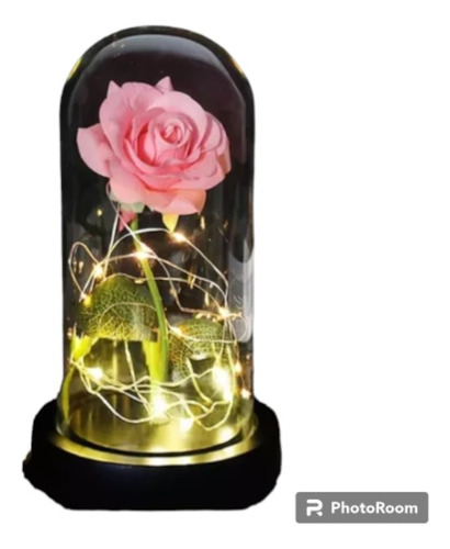 Rosa Eterna Flores Artificiales Con Luces Led Cupula 21cm