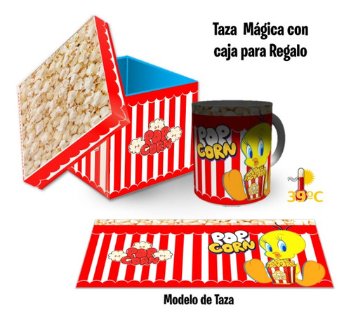 Taza Magica Y Estuche Madera, Popcorn Piolin, Con Envio
