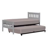 Cama Doble Individual Cherokee | Cama Deslizable Con Ruedas Color Gris