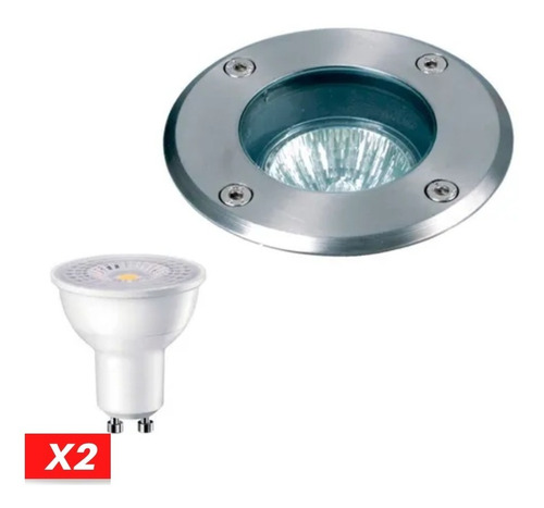 Spot De Piso Luz Exterior Jardin Embutir C/ Led Gu10 Pack X2