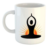 Taza De Ceramica Yoga Meditacion Sol Manos Silueta