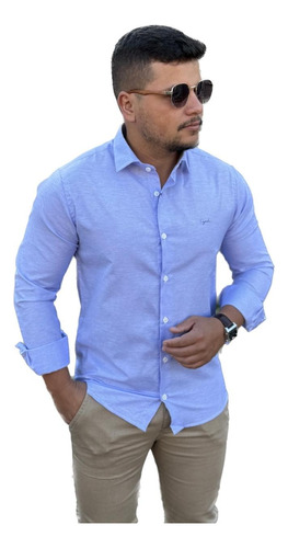 Camisa Social Ogochi Masculina Slim Casual - Envio Imediato