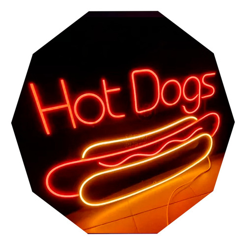 Cartel Neón Led Silueta Pancho + Hot Dog