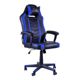 Silla De Escritorio Seats And Stools Fire Gamer Ergonómica  Negra Y Azul Con Tapizado De Cuero Sintético