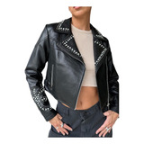 Campera Ecocuero Mujer Importada Strass Tachas S Al 3xl 