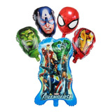 Pack 5 Globos Metalizados Avengers Iron Spider America Hulk