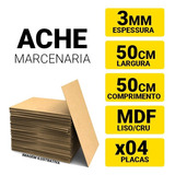 Placa Quadro Chapa Mdf Cru 3mm 50x50 Artesanato 4 Unidades