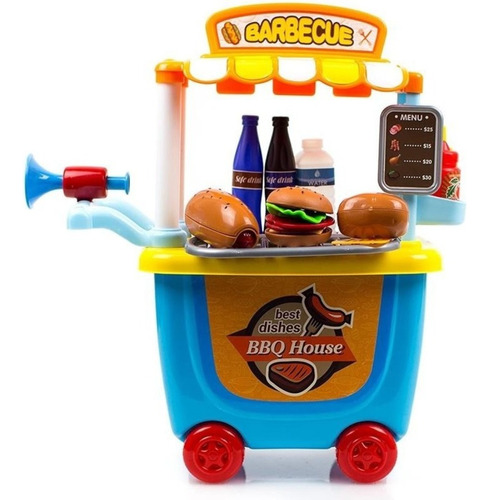 Cocina Carrito De Hamburgesas Juguete 33 Accesorios