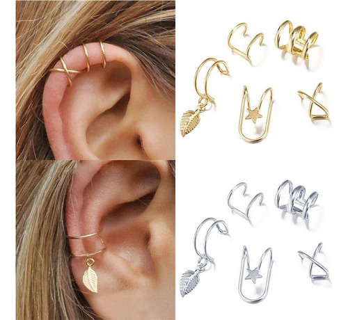 Brinco De Pressão Kit Piercing Fake Earcuff Juliete Conjunto