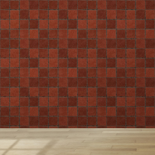 Papel De Parede Azulejo Cerâmico Vermelho Quadrado 1.5m