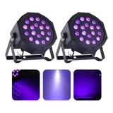 2 Canhão Refletor Par Led Luz Negra Neon Uv  18 Leds Dmx Dj