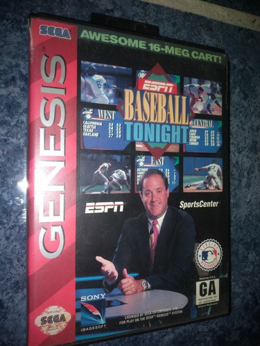 Sega Genesis Espn Baseball Tonight Juego Vintage Con Caja