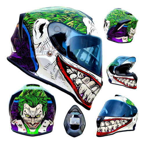 Casco Para Moto Joker Morado Brillante Verde Integral Guason