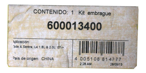 Kit Embrague Plato/disco/collarn/volante Nissan Tiida 1.8l  Foto 6