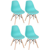 4 Cadeiras Charles Eames Wood Eiffel Dsw  Cor Da Estrutura Da Cadeira Verde Tiffany