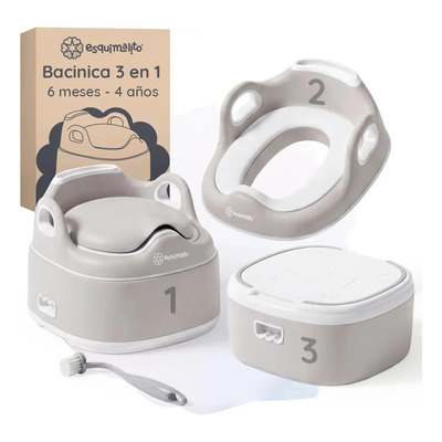 Bacinica 3 En 1 Para Niños Esquimal, Asiento Entrenador Para Tasa De Baño Portátil , Bañito Antideslizante, Inodoro Infantil De 6 Meses A 4 Años Beige | Envío gratis