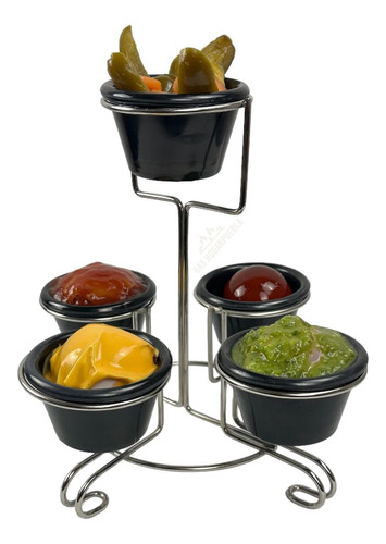 12 Pza Base Salsera 5 Espacios Con 5 Ramekin 4oz C/u