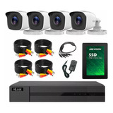 Kit Seguridad Hikvision Hd 720p Dvr 4ch + Disco Rigido + 4 Camaras Infrarrojas + Cables + Fuente 12v Listo Para Instalar