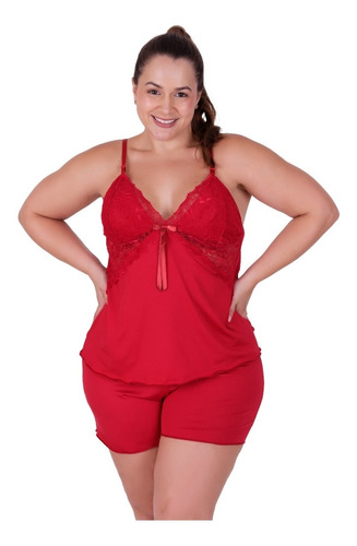 Short Doll Plus Size Rendado Sensual Linha Noite Verão Sexy