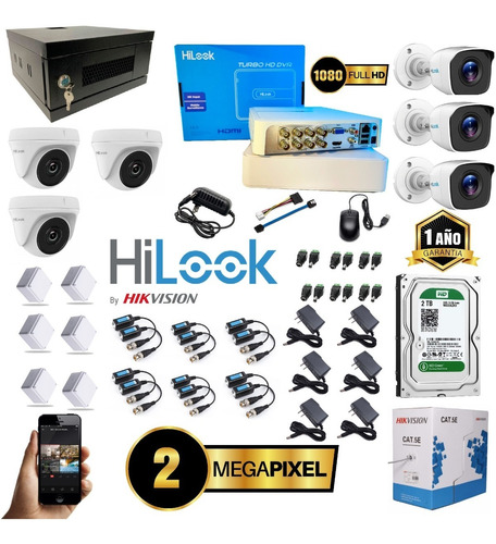 Kit Cctv Hikvision Hilook Dvr 8ch + 6 Cámaras 1080p +d,d 2tb