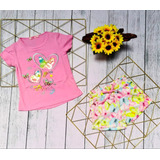 Conjunto De Niña Polera + Short Diseño Mariposa