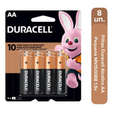 Pilha Duracell Alcalina Aa Com 8 Unidades Mn1500b8