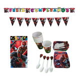 Kit Deco Completo Vasos+platos Spiderman Hombre Araña12niños