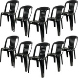 Kit 10 Cadeiras Bistrô Com Encosto De Plástico Reforçado