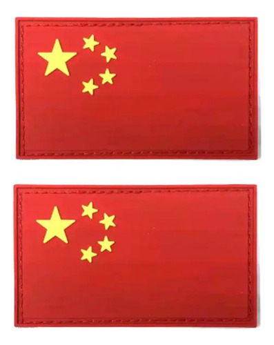 2 Parches Tácticos Bandera De China De Velcro De Goma De Pvc