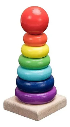 Brinquedo Educativo Torre Madeira Hanói Empilhar Autista