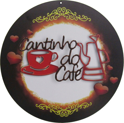 Placa Decorativa Redonda Cantinho Do Café Mdf